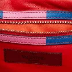 Pre Owned Valentino Multicolor Leather Medium Rockstud Glam Lock Flap Bag