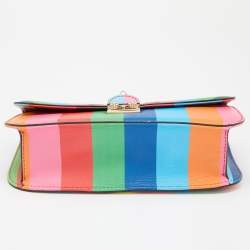 Pre Owned Valentino Multicolor Leather Medium Rockstud Glam Lock Flap Bag