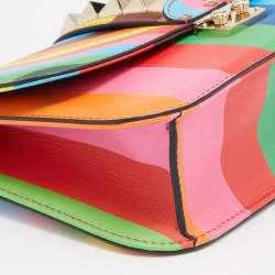 Pre Owned Valentino Multicolor Leather Medium Rockstud Glam Lock Flap Bag