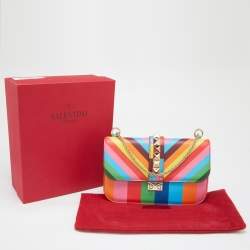 Pre Owned Valentino Multicolor Leather Medium Rockstud Glam Lock Flap Bag