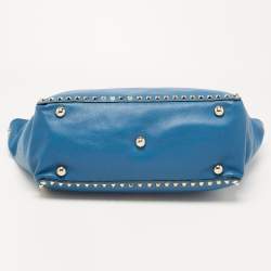 Pre Owned Valentino Blue Leather Rockstud Trapeze Tote