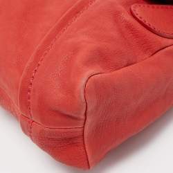 Pre Owned Valentino Red Pleated Leather Bow Flap Shoulder Bag