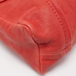 Pre Owned Valentino Red Pleated Leather Bow Flap Shoulder Bag