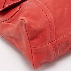 Pre Owned Valentino Red Pleated Leather Bow Flap Shoulder Bag