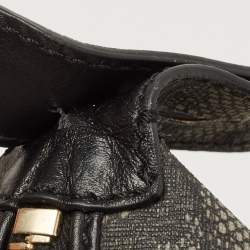 Pre Owned Valentino Black/Grey Lace Print Coated Canvas and Leather Logo Satchel