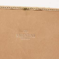 Pre Owned Valentino Beige Watersnake Leather Butterfly Embellished Continental Wallet