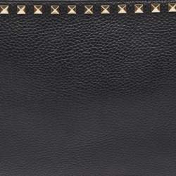 Pre Owned Valentino Black Leather Rockstud Zip Pouch