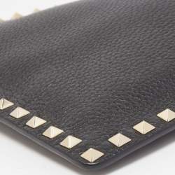 Pre Owned Valentino Black Leather Rockstud Zip Pouch