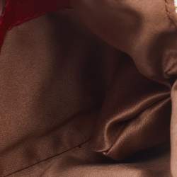 Pre Owned Valentino Gold Lace and Leather Crystals Embellished Flap Clutch Bag