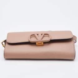 Valentino Beige Leather Small VSling Clutch Bag