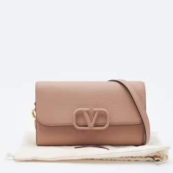 Valentino Beige Leather Small VSling Clutch Bag