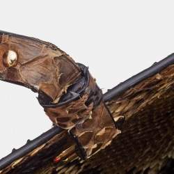 مملوكة مسبقًا Valentino Brown/Beige Python Rockstud Trapeze Shopper Tote