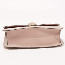 Pre Owned Valentino Pink Leather Medium Rockstud Glam Lock Flap Bag