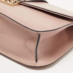 Pre Owned Valentino Pink Leather Medium Rockstud Glam Lock Flap Bag