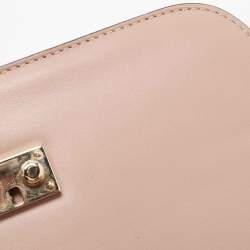 Pre Owned Valentino Pink Leather Medium Rockstud Glam Lock Flap Bag