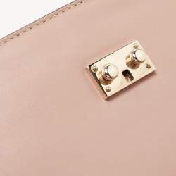 Pre Owned Valentino Pink Leather Medium Rockstud Glam Lock Flap Bag