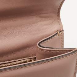 Pre Owned Valentino Pink Leather Medium Rockstud Glam Lock Flap Bag