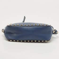 Pre Owned Valentino Blue Leather Rockstud Camera Crossbody Bag