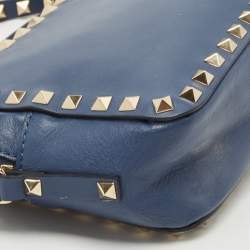 Pre Owned Valentino Blue Leather Rockstud Camera Crossbody Bag