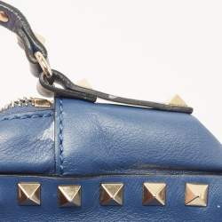 Pre Owned Valentino Blue Leather Rockstud Camera Crossbody Bag