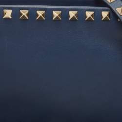 Pre Owned Valentino Blue Leather Rockstud Camera Crossbody Bag
