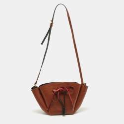 Pre Owned Valentino Brown/Black Leather VLogo Bucket Bag