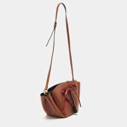 Pre Owned Valentino Brown/Black Leather VLogo Bucket Bag