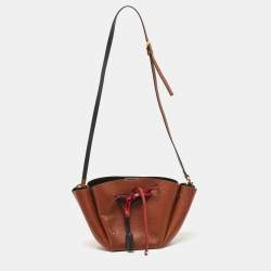 Pre Owned Valentino Brown/Black Leather VLogo Bucket Bag