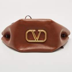 Pre Owned Valentino Brown/Black Leather VLogo Bucket Bag