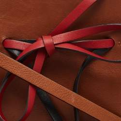 Pre Owned Valentino Brown/Black Leather VLogo Bucket Bag