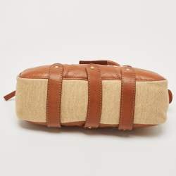 Pre Owned Valentino Brown/Natural Jute and Leather Catch Satchel