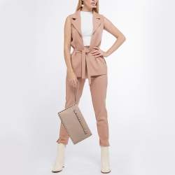 مملوكة مسبقًا Valentino Beige Leather Rockstud Wristlet Clutch