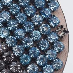 Pre Owned Valentino Blue Leather Small Crystal Embellished Glam Lock Rockstud Shoulder Bag