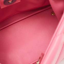 Valentino Pink Quilted Leather Small Roman Stud Top Handle Bag