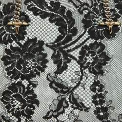 Pre Owned Valentino Blue/Black Lace and Lizard Frame Chain Shoulder Bag