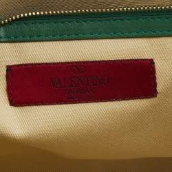 مملوكة مسبقًا Valentino Green Leather Small Rockstud Trapeze Tote