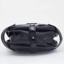 Pre Owned Valentino Black Patent Leather and Coated Canvas Catch Hobo