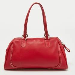 Pre Owned Valentino Red Leather Front Pocket Satchel