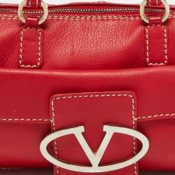 Pre Owned Valentino Red Leather Front Pocket Satchel