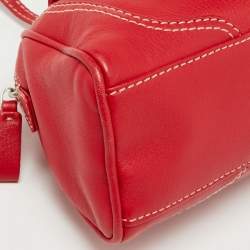 Pre Owned Valentino Red Leather Front Pocket Satchel