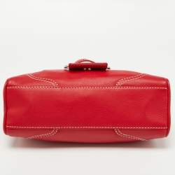 Pre Owned Valentino Red Leather Front Pocket Satchel