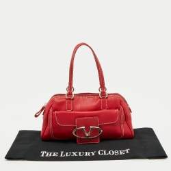 Pre Owned Valentino Red Leather Front Pocket Satchel