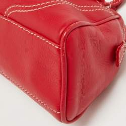 Pre Owned Valentino Red Leather Front Pocket Satchel