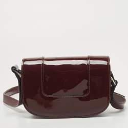 Pre Owned Valentino Burgundy Small Patent Leather Supervee Crossbody Bag