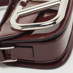 Pre Owned Valentino Burgundy Small Patent Leather Supervee Crossbody Bag