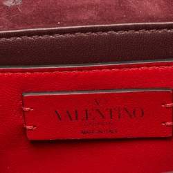 Pre Owned Valentino Burgundy Small Patent Leather Supervee Crossbody Bag
