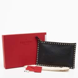 Pre Owned Valentino Black Leather Rockstud Clutch