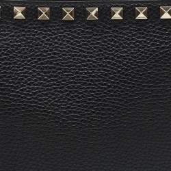 Pre Owned Valentino Black Leather Rockstud Clutch