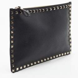 Pre Owned Valentino Black Leather Rockstud Clutch