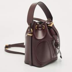 Pre Owned Valentino Burgundy Leather VLogo Bucket Bag